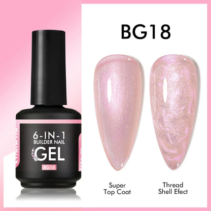 CHUNSHU 6 IN 1 Extension Gel 15ML Builder Nail Gel In A Bottle Semi Permanent Rubber Base Coat Self-leveling UV Construction Gel