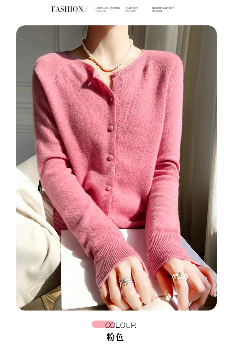 WinvyNee Women 100% Wool Cardigans Sweater Solid Casual Warm Outerwear Knitwear Tops  Autumn Winter Women Clothing B1263018