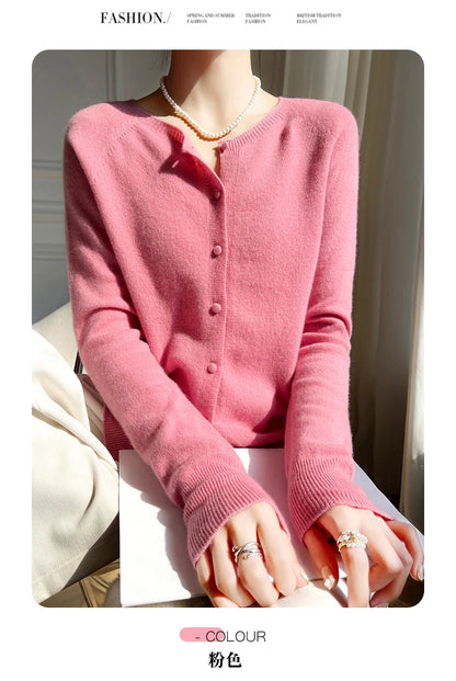 WinvyNee Women 100% Wool Cardigans Sweater Solid Casual Warm Outerwear Knitwear Tops  Autumn Winter Women Clothing B1263018