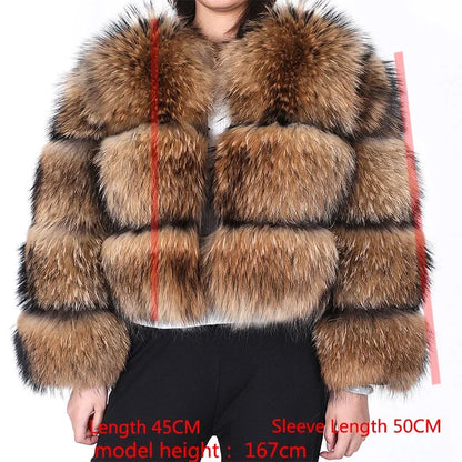 Super Hot Winter Women Luxury Thick Real Raccoon Fur Coat Natural Fox Fur Jacket Plus Size Furry Jackets Female Vest