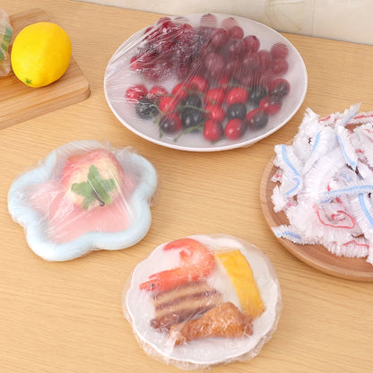 50/500PCS Disposable Elastic Food Covers – Plastic Stretch Wrap for Kitchen Storage