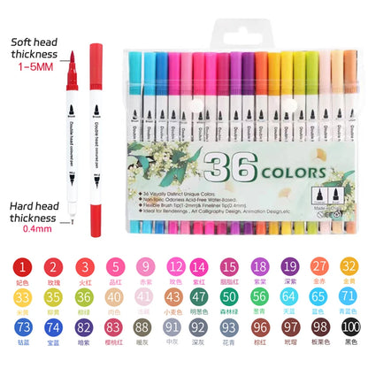 12-262 Colores Double Pen Tip Markers Brush Pens Set Painting Highlighter School Art Supplies for Artist Stationery