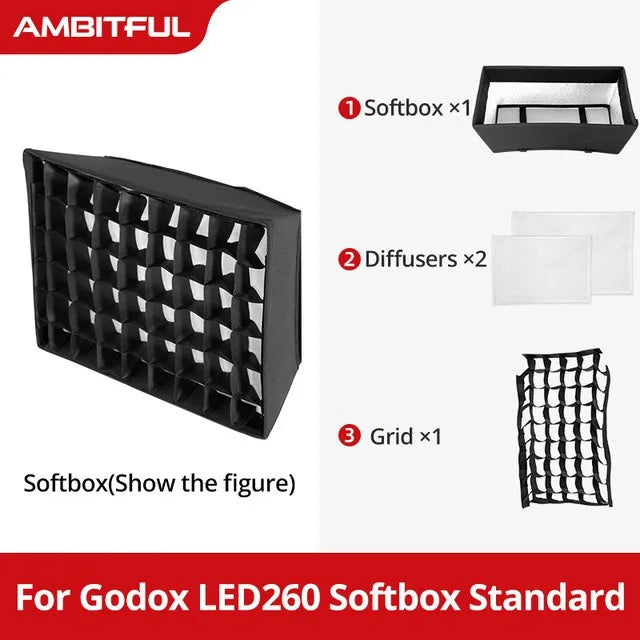 Godox LEDP260C LED Video Soft Light Diffuser Honeycomb Grid Softbox for Godox LED Video Light (Softbox Only)