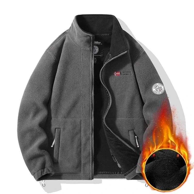 Men's Winter Fleece Jacket – Double Thick, High Collar, Outdoor Climbing Coat 2025