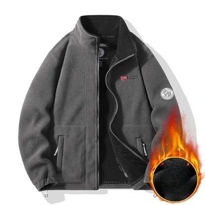 Men's Winter Fleece Jacket – Double Thick, High Collar, Outdoor Climbing Coat 2025