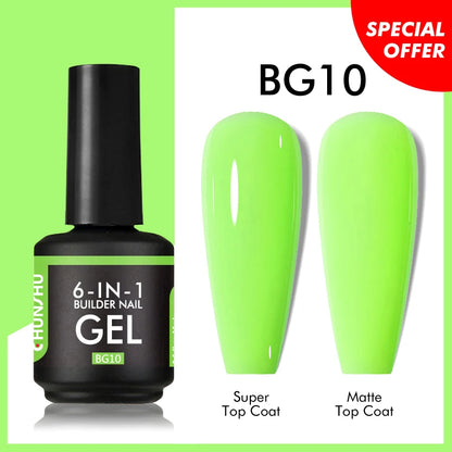 CHUNSHU 6 IN 1 Extension Gel 15ML Builder Nail Gel In A Bottle Semi Permanent Rubber Base Coat Self-leveling UV Construction Gel