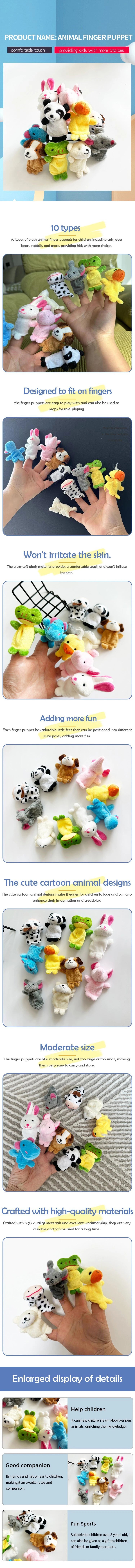10 Pcs Cartoon Hand Doll Finger Puppet Baby Children Story Early Education Soothing Doll Plush Toy