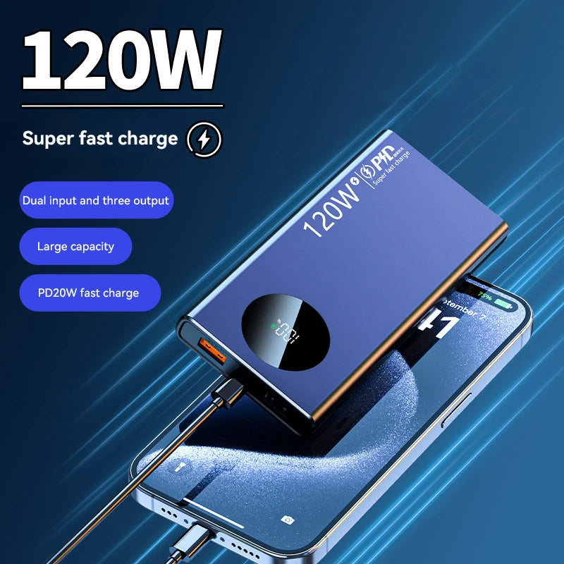 120W 500000mAh High Capacity Power Bank Fast Charging Power bank Portable Battery Charger For Phone  2025