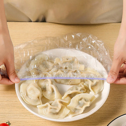 50/500PCS Disposable Elastic Food Covers – Plastic Stretch Wrap for Kitchen Storage