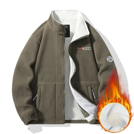 Men's Winter Fleece Jacket – Double Thick, High Collar, Outdoor Climbing Coat 2025