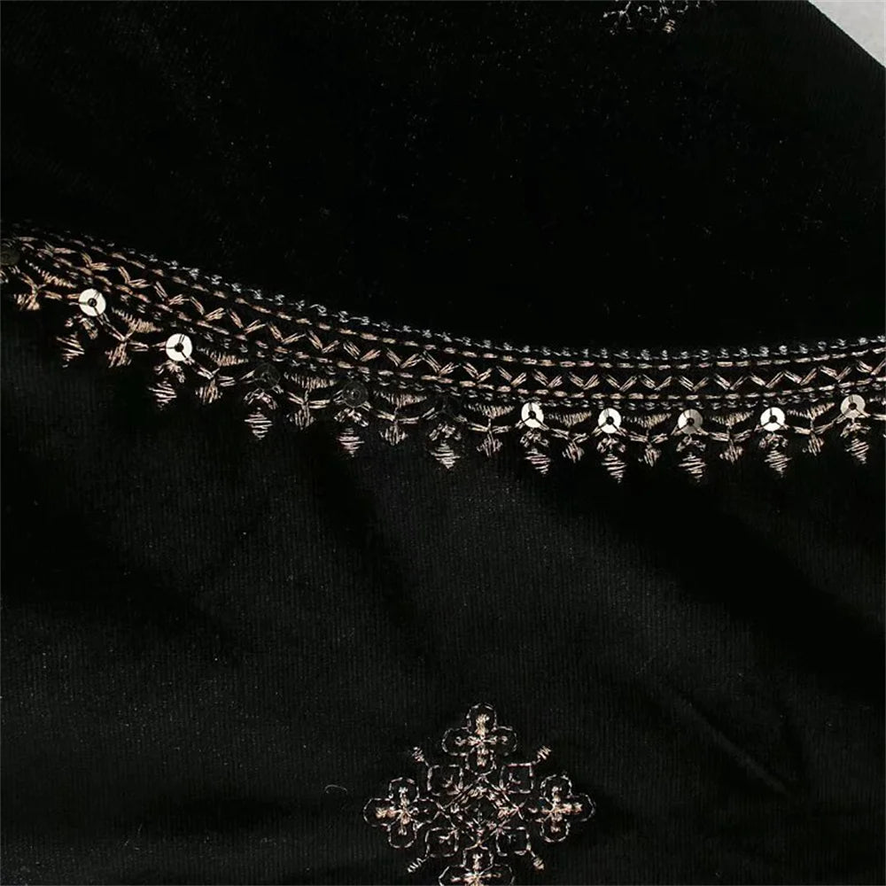 Spring/Summer New Women's Fashion and Versatile Slim Fit Trendy Palace Embroidered Velvet Coat