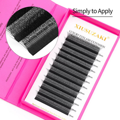 XIUSUZAKI 5D W Lashes Black Premade Fans Eyelashes Extensions Natural Soft