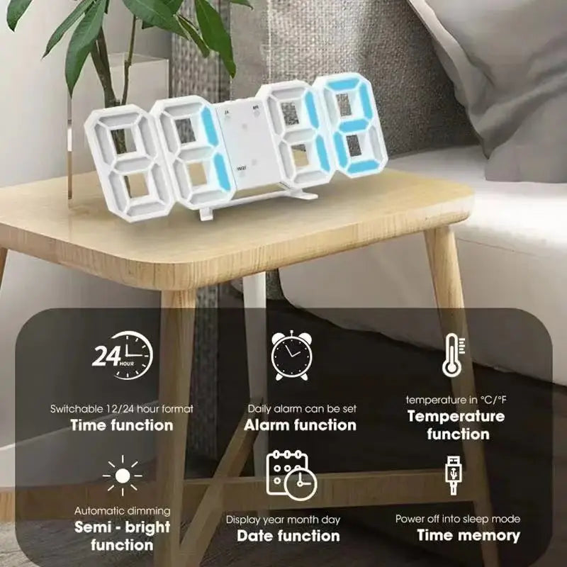 3D Digital Wall Clock Decoration for Home Glow Night Mode Adjustable Electronic Watch Living Room