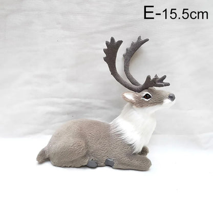 Imitation Sika Deer Ornaments Simulation Christmas Elk Model Miniature Reindeer Figurines Toy Props Home Garden Table Decoration