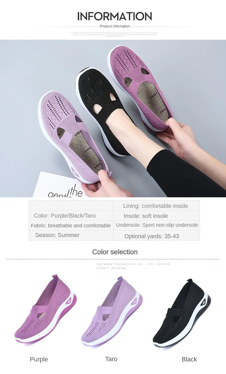 Women's New Summer Shoes Mesh Breathable Sneakers Light Slip on Flat Platform Casual Shoes