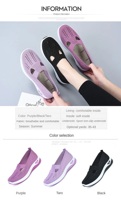 Women's New Summer Shoes Mesh Breathable Sneakers Light Slip on Flat Platform Casual Shoes