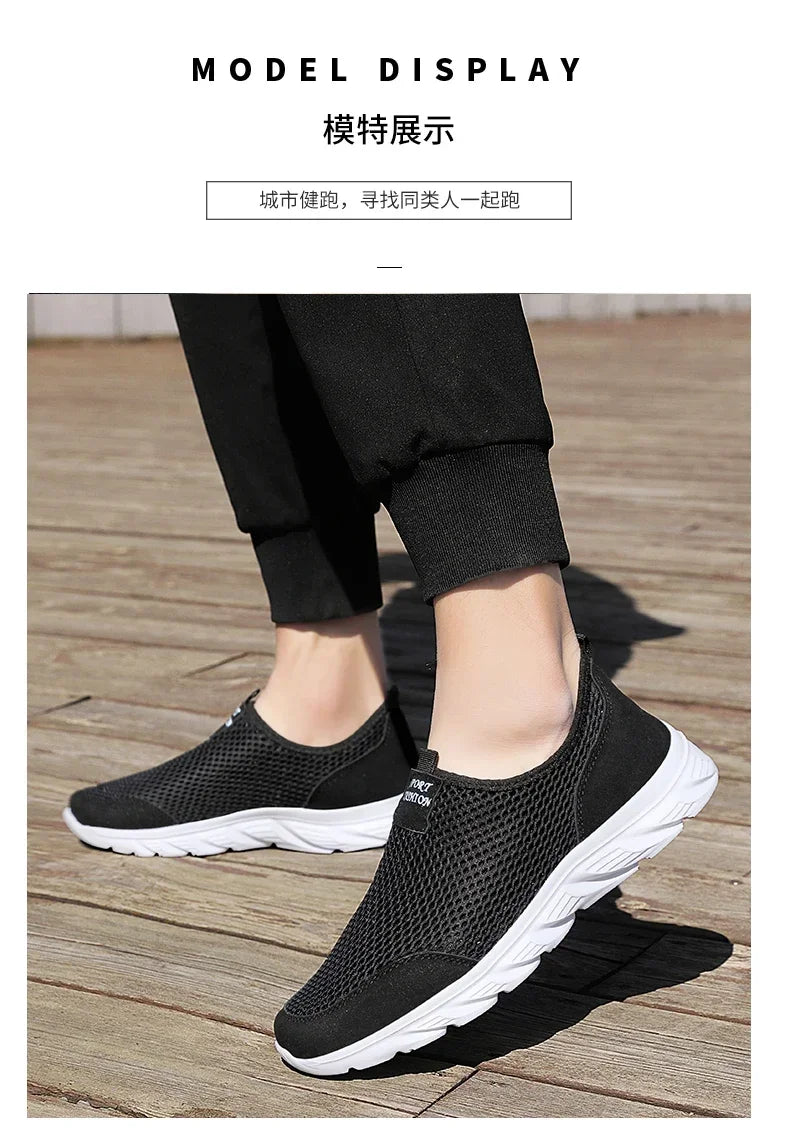 Men Summer Casual Shoes Men Mesh Breathable Outdoor Non Slip Sports Shoe Slip on Loafers for Men Plus Size 38-46