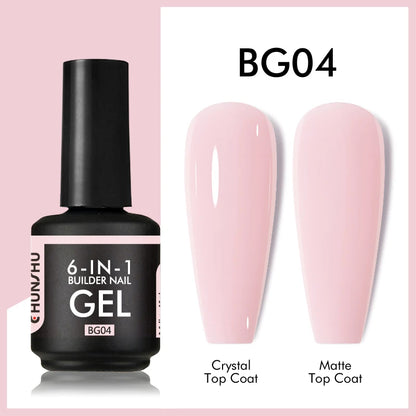 CHUNSHU 6 IN 1 Extension Gel 15ML Builder Nail Gel In A Bottle Semi Permanent Rubber Base Coat Self-leveling UV Construction Gel