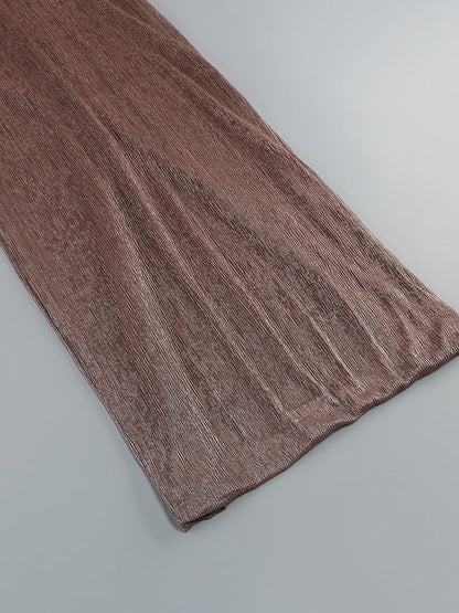 One Shoulder Draped Glitter Long Dress Women Brown Corset Sparkly Backless Bodycon Maxi Dresses Evening Party Gowns