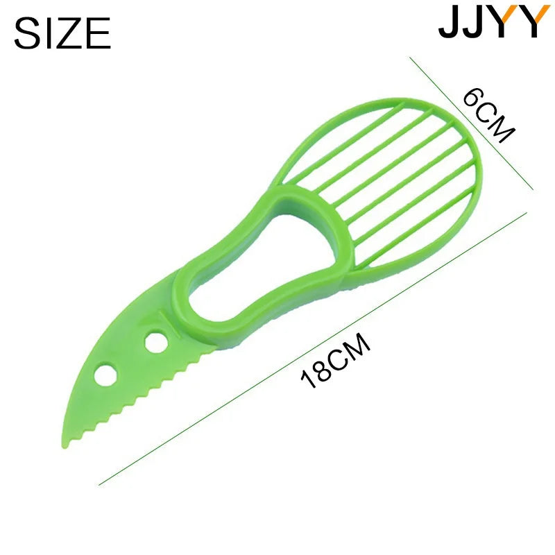 JJYY 3-in-1 Avocado Slicer Shea Butter Fruit Peeler Pulp Separator Plastic Knife Kitchen Vegetable Tool