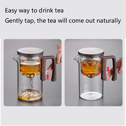 NEW 2025 Glass Tea Pot Kettle Infuser 520ML/720ML Teapot Water Separation Inner Magnet One Click Magnetic Switch Tea Filtration Cup Set