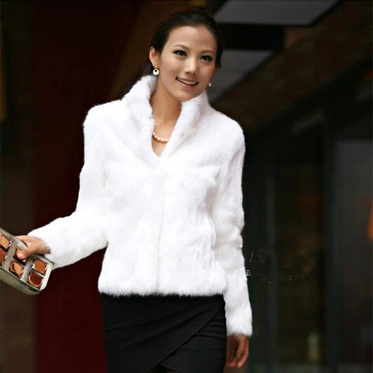 2025 New Autumn Winter Real Genuine Rabbit Fur Coat Women Full Pelt Real Rabbit