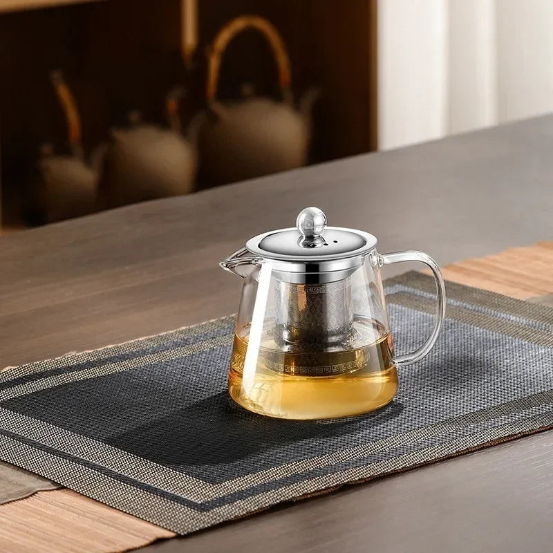 450ml-950ml Heat Resistant Glass Teapot with Stainless Steel Tea Strainer Infuser Flower Kettle Kung Fu Teaware Puer Oolong Pot