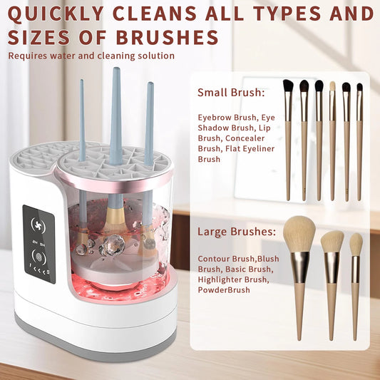 Electric Makeup Brush Cleaner Machine with  Drying and Disinfecting Function Rechargeable Automatic Makeup Brushes Cleaning Tool
