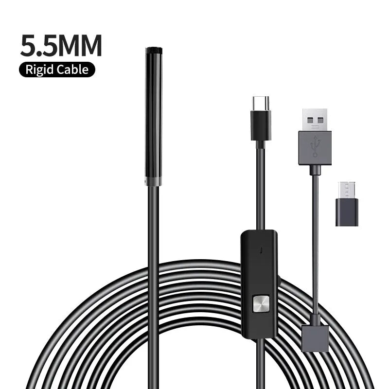 Industrial Endoscope Camera Ip67 Waterproof 5.5mm 7mm 3 In1 USB Borescope Inspection Snake Camera For Android Phone PC