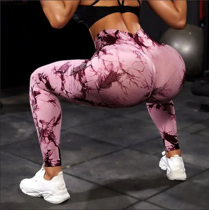 New Tie-Dye Yoga Pants – Seamless High Waist Push-Up Leggings for Women