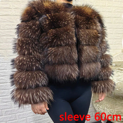 Super Hot Winter Women Luxury Thick Real Raccoon Fur Coat Natural Fox Fur Jacket Plus Size Furry Jackets Female Vest
