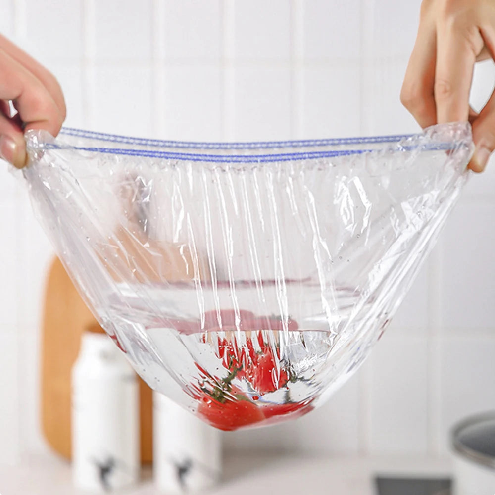 50/500PCS Disposable Elastic Food Covers – Plastic Stretch Wrap for Kitchen Storage