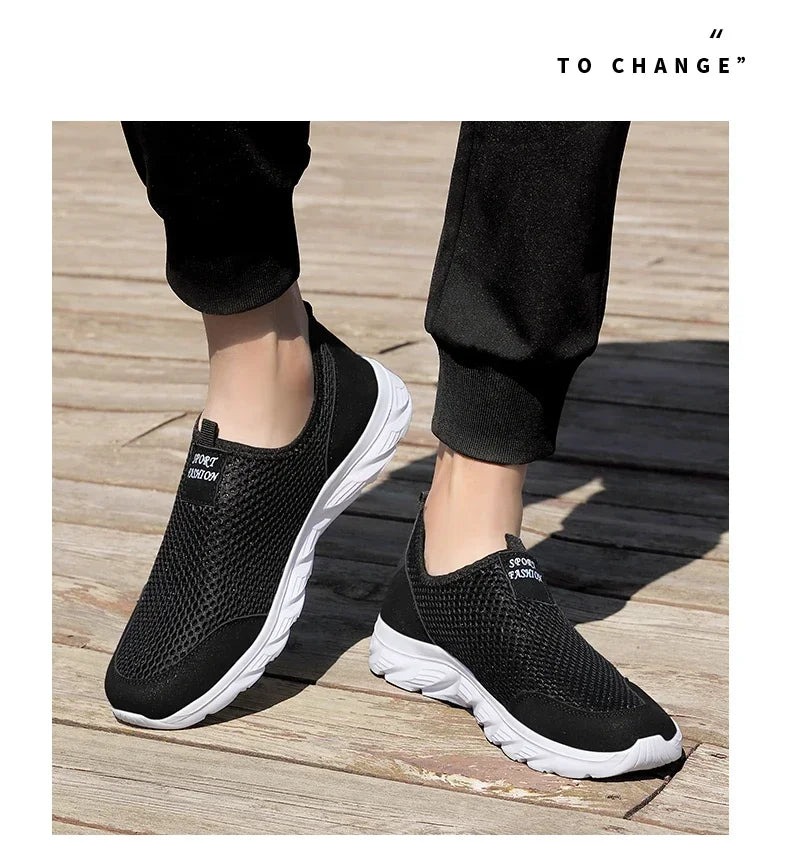 Men Summer Casual Shoes Men Mesh Breathable Outdoor Non Slip Sports Shoe Slip on Loafers for Men Plus Size 38-46