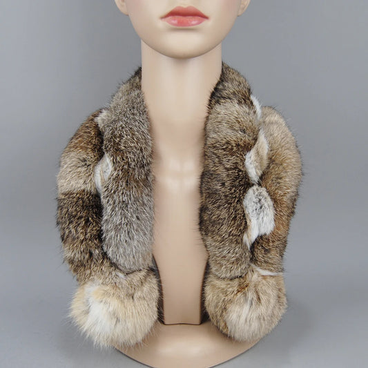 2025 New Russian Women Genuine Rabbit Fur Scarf Winter Ladies